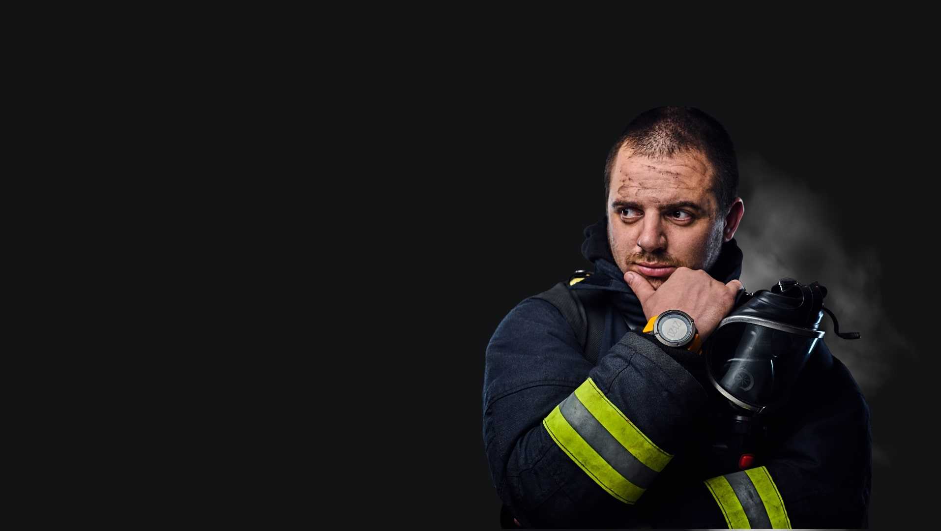 Firefighter without a helmet