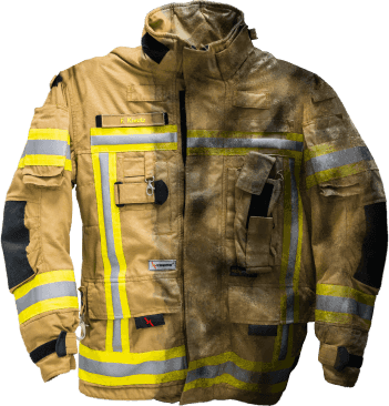 Firefighter suit before and after decontamination