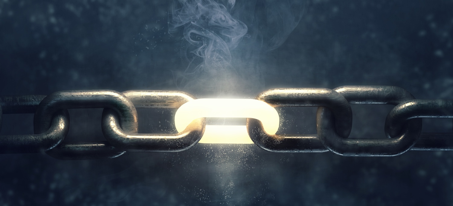 Glowing chain link symbolizing a strong new partnership with Decontex